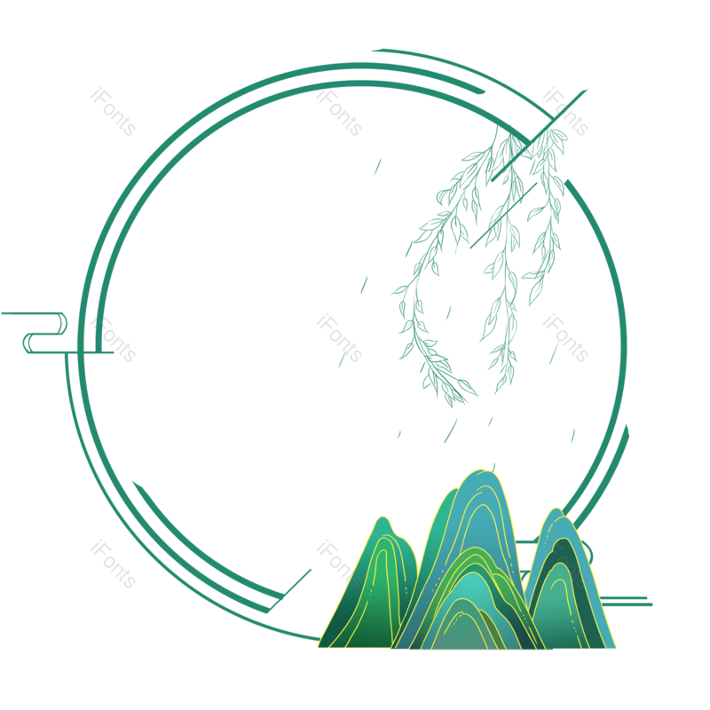 边框图片,中国风元素,春天PNG,绿色免抠素材